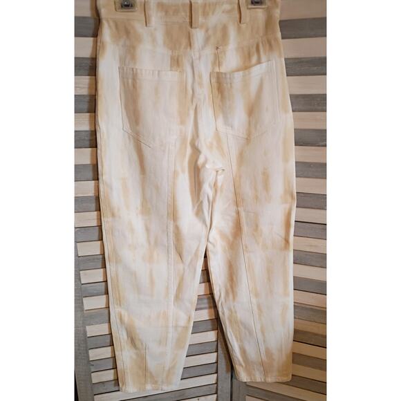 FREE PEOPLE Moon River Cream/Tan Buttonfly Jeans - Size M - NEW - Picture 2 of 4